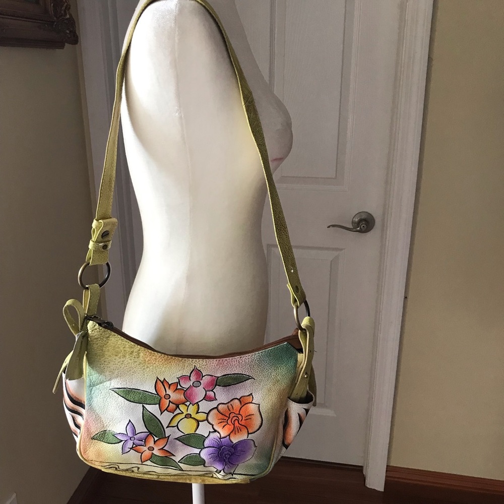 Great American Leather works Purse Handbag Floral Painted Leather